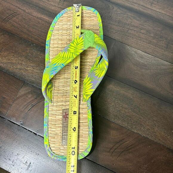 Vintage 90s 1990s Y2k 2000s Block Heel Square Toe shoes Tan and Green Sandals - Picture 7 of 8